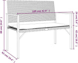 vidaXL Garden Bench Grey PE Rattan 2-Seater Durable Garden Bench - Photo 3