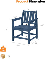Patio Dining Chair Set of 2, HDPE Outdoor Dining Chair, Ergonomic HDPE Dining Chairs with Deep Seating - Photo 4