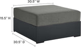 Modway Tahoe Aluminum Ottoman in Gray Charcoal with Weather-Resistant Cushion-Ideal as Outdoor Footstool - Photo 3