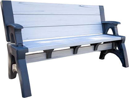Convert-a-Bench 2-in-1 Outdoor Bench & Picnic Table - Foldable, Weather-Resistant Seating - Perfect for Patio, Lawn, Garden, or Deck - Durable & Easy Assembly - 1 Bench/Order, Platinum White Birch