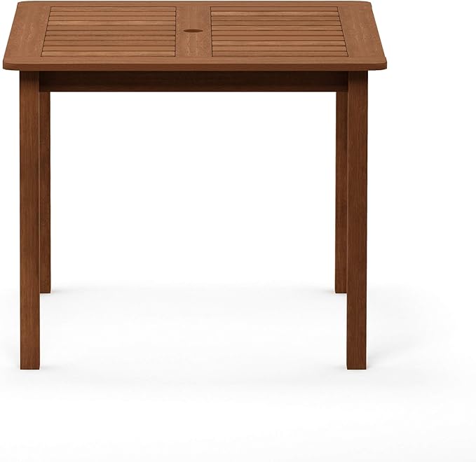 Furinno FG18006 Tioman Hardwood Patio Furniture Square Table with Umbrella Hole, Natural, 35.4"D x 35.4"W x 29.2"H - Photo 6