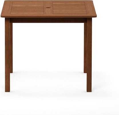 Furinno FG18006 Tioman Hardwood Patio Furniture Square Table with Umbrella Hole, Natural, 35.4"D x 35.4"W x 29.2"H