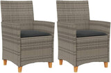 Patio Chairs with Cushions 2 pcs Gray Poly Rattan&Solid Wood, Suitable for patios, Gardens, Balconies - Photo 3
