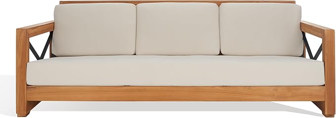 SAFAVIEH Couture Outdoor Patio Furniture Collection – Curacao 3-Seat Patio Sofa - Photo 1