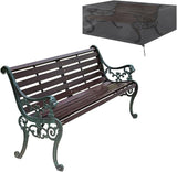 Outdoor Park Garden Bench with Cover, 2-3 Person Wood Patio Bench with Backrest+Armrests Weatherproof - Photo 1