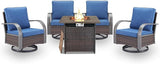 Belord 5 Pieces Patio Furniture Set with Fire Pit Table - 4 Outdoor Swivel Rocker Chairs with 50000 BTU Propane Fire - Photo 1