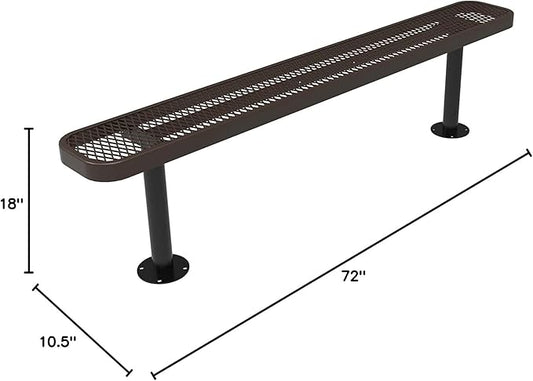 COATEDOUTDOORFURNITURE Coated Outdoor Furniture Heavy-Duty Outdoor Bench Thermoplastic Coated, Expanded Metal, Commercial-Grade Seating, Made in America (Surface Without Back, 6 Ft, Brown)