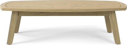 SIMPLIHOME Parkside SOLID ACACIA WOOD 45 inch Wide Rectangle Contemporary Outdoor Coffee Table in Light Teak for the Living Room and Family Room