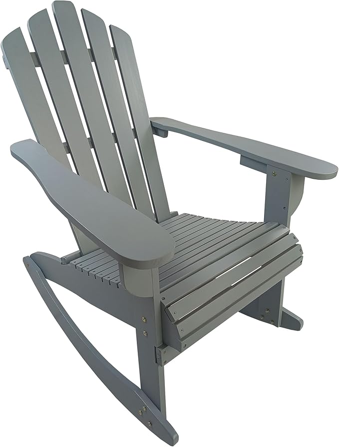 Reclining Wooden Outdoor Rocking Adirondack Chair,Walnut