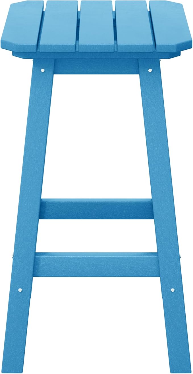 Costaelm 24" Height Outdoor Bar Stools, All-Weather Bar Stools, Adirondack Poly Patio Square Bar Stool for Patio, Deck, Kitchen Counter and Garden, Pacific Blue