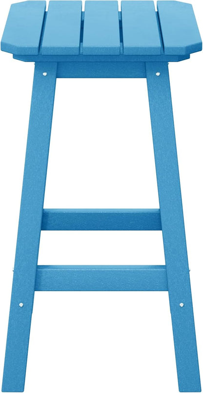 Costaelm 24" Height Outdoor Bar Stools, All-Weather Bar Stools, Adirondack Poly Patio Square Bar Stool for Patio, Deck, Kitchen Counter and Garden, Pacific Blue