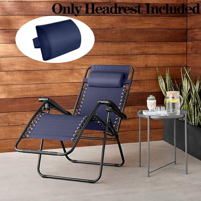 Ostlttyn Pillow - Soft Removable Padded Cushion Headrest with Elastic Band, Universal for Zero Gravity Chair, Lounger, Patio Recliner, Blue