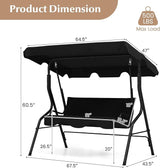 RELAX4LIFE 3-Person Porch Swing Chair - Outdoor Swing w/Adjustable Canopy, Removable Cushion & Metal Frame Stand - Photo 8
