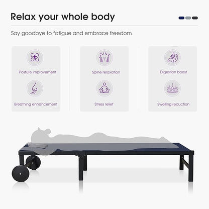 PURPLE LEAF Tanning Chair with Face Hole Pillow and Wheels Headrest Aluminum Patio Chaise Lounge Chairs Adjustable 5-Position Lay Flat Outdoor Sunbathing Lounge Chair for Beach Pool Navy Blue