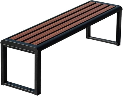 Outdoor Metal Garden Bench, Backless Slatted Seating for Two, Durable Weatherproof Design Ideal for Porch, Yard, and Park Decor