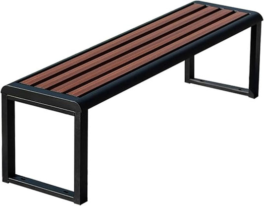 Outdoor Metal Garden Bench, Backless Slatted Seating for Two, Durable Weatherproof Design Ideal for Porch, Yard, and Park Decor