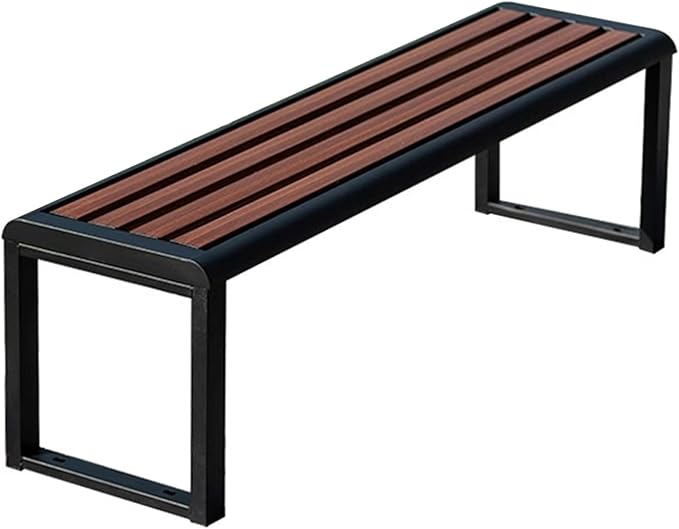 Outdoor Metal Garden Bench, Backless Slatted Seating for Two, Durable Weatherproof Design Ideal for Porch, Yard, and Park Decor