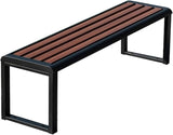 Outdoor Metal Garden Bench, Backless Slatted Seating for Two, Durable Weatherproof Design Ideal for Porch, Yard - Photo 1