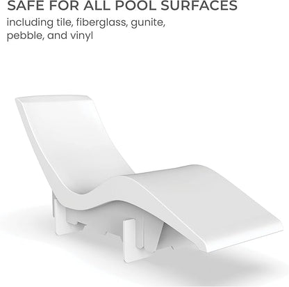 Aqua Outdoors in-Pool DEEP Ledge Chaise Set - Two Chaises - Two Headrest Pillows - Chaise Risers and One Large in Pool Side Table - for ledges 9"-14" inches Deep (White Granite-Navy)