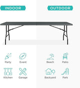 Best Choice Products 8ft Plastic Folding Table, Indoor Outdoor Heavy Duty Portable w/Handle, Lock for Picnic, Party - Photo 4