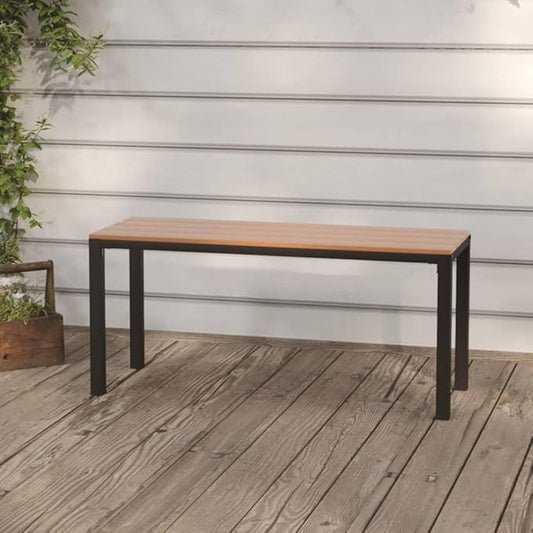 Vintage Steel Garden Bench Brown and Black Outdoor Seating for Patio and Balcony Durable Steel Frame with Wood Plastic Composite Construction 43.3 Inch Length Supports 330.7