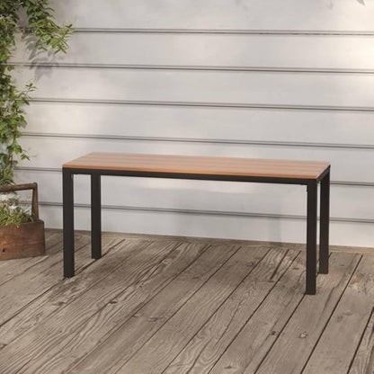 Vintage Steel Garden Bench with Brown and Black Finish, Durable Outdoor Seating for Patio and Balcony, 43.3 Inch Length Supports Two People, Weather Resistant Construction