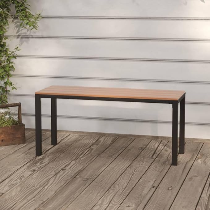 Vintage Steel Garden Bench with Brown and Black Finish, Durable Outdoor Seating for Patio and Balcony, Medium Size Supports 330.7 lb, Easy Maintenance and Weather Resistant