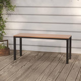 Vintage Steel Garden Bench with Brown and Black Finish, Durable Outdoor Seating for Patio and Balcony - Photo 1