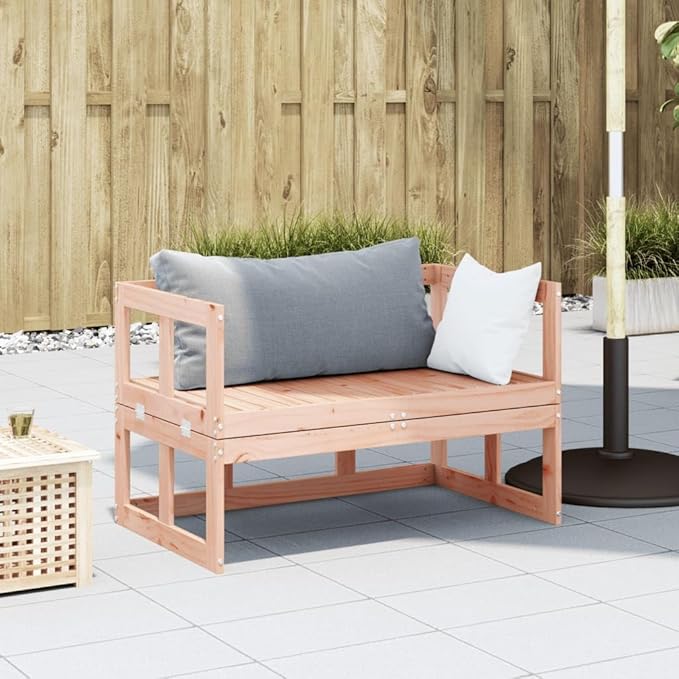 Extendable Garden Sofa Bench Solid Douglas Fir Wood Adjustable Patio Furniture for Outdoor Seating Comfortable Two Person Modern Design