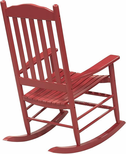 D&F Design Outdoor Rocking Rocker, Wood Rocking Chair with High Back and Curved Seat, UV Treated (Red), Outdoor and Indoor use