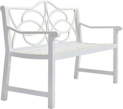 50" Outdoor Porch Bench for 2-3 People Iron Metal Steel Frame Park Bench with Backrest and Armrest for Garden Patio Backyard Lawn Balcony