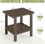 Adirondack Outdoor Side Table, 2-Tier Small Patio End Table, Weather Resistant HDPE Outdoor End Tables for Garden, Lawn - Photo 7