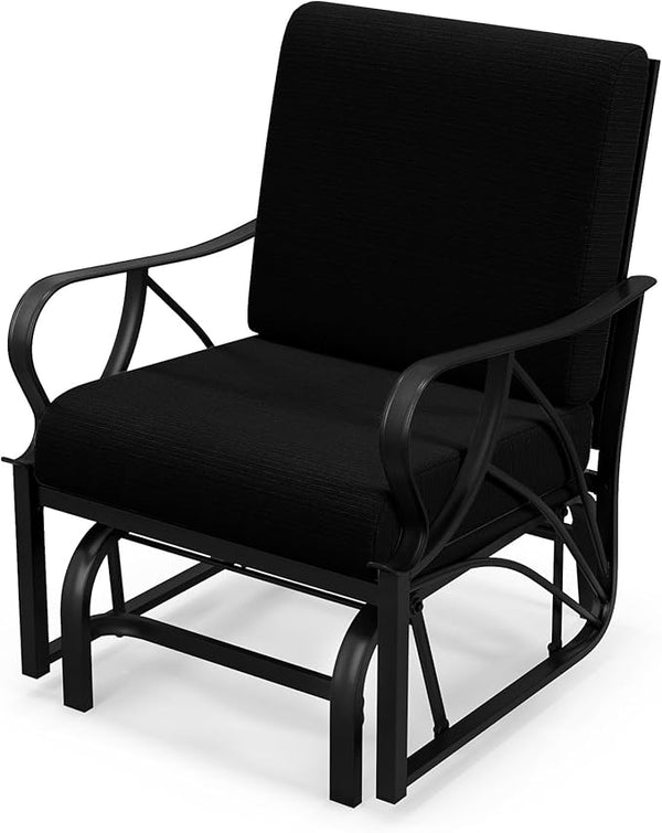Tangkula Outdoor Patio Glider, Metal Framed Gliding Chair with Cushion - Photo 1