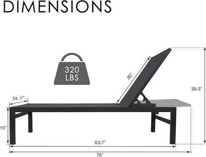 Kozyard Outdoor Chaise Lounge, Aluminum Frame and Textilene Fabric, Adjustable Reclining Patio Lounger for Poolside, Sunbathing & Backyard (Gray)