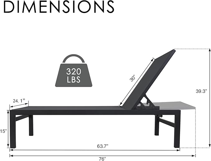 Kozyard 2-Pack Outdoor Chaise Lounge, Aluminum Frame and Textilene Fabric, Adjustable Reclining Patio Lounger for Poolside, Sunbathing & Backyard(Gray)