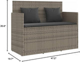 Patio Bench with Cushions Gray Poly Rattan Deck Bench Garden Bench Outdoor Bench Porch Bench for patios, Gardens, Decks - Photo 3