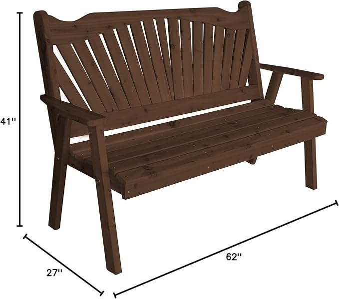 Furniture Barn USA Pine 5' Fanback Garden Bench, Mushroom Stain