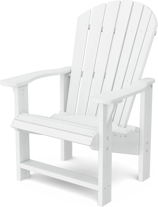 Wildridge Heritage Upright Adirondack Chair, White - Outdoor All-Weather Poly Furniture for Patio, Deck, Yard