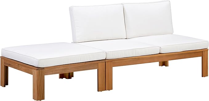 Teamson Home - Outdoor 2 Piece Acacia Modular Sectional Set with Cushions - Photo 5