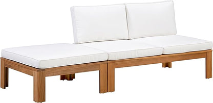 Teamson Home - Outdoor 2 Piece Acacia Modular Sectional Set with Cushions