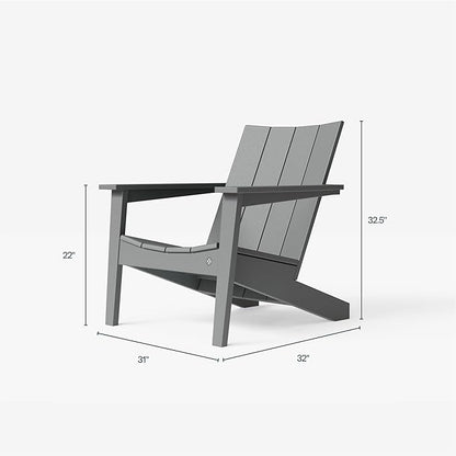 Outer Ascent Adirondack Chair - Ergonomic Outdoor Lounge Seating, Stylish Modern Design - Ideal for Patio, Fire Pit, Garden Use (Gray)