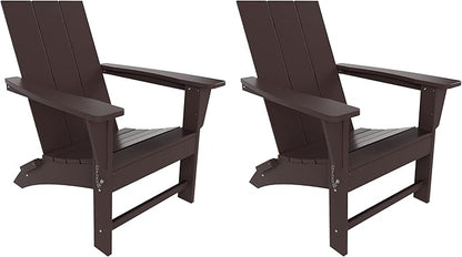 WestinTrends Ashore Modern Outdoor Folding Adirondack Chair (Set of 2), Dark Brown
