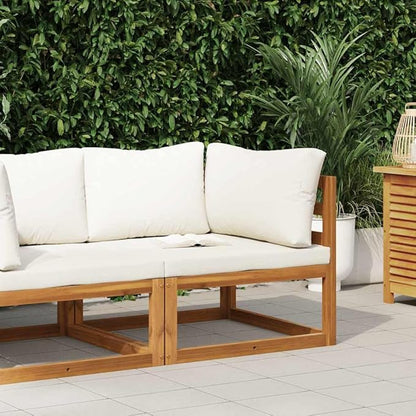 vidaXL Outdoor Solid Acacia Wood Sectional Corner Sofa with Cream White Cushions, Customizable Configurations, Weather-Resistant and Durable