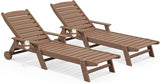 SERWALL HDPE Chaise Lounge Set of 2 for Outdoor, Brown - Photo 1