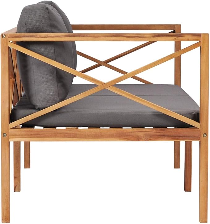 Garden Bench Dark Grey Teak Hardwood Durable Comfortable for Outdoor Garden and Patio Seating