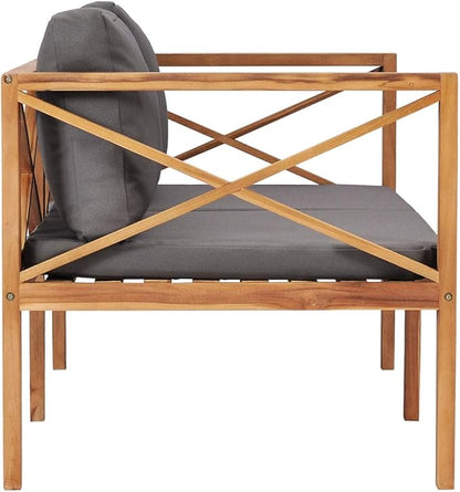 Garden Bench Dark Grey Teak Hardwood Durable Comfortable for Outdoor Garden and Patio Seating