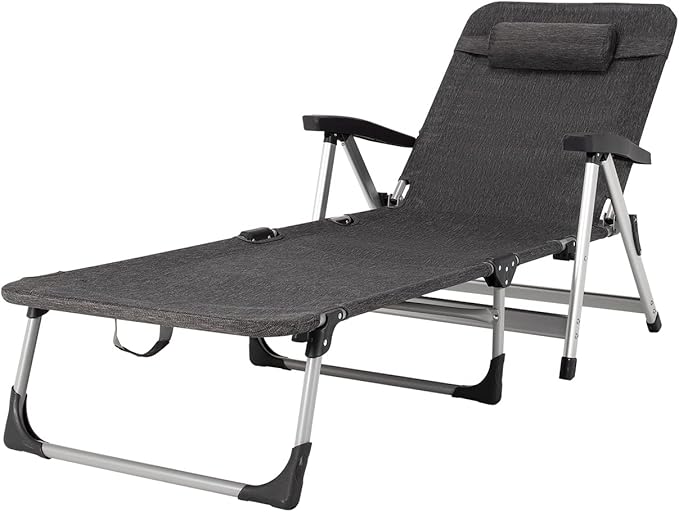 GYMAX Lounge Chair Outdoor, Chaise Lounger w/Adjustable Backrest, Cup Holder & Carry Handle - Photo 1
