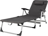 GYMAX Lounge Chair Outdoor, Chaise Lounger w/Adjustable Backrest, Cup Holder & Carry Handle - Photo 1