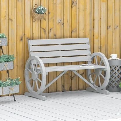 Porch Patio Bench, Outdoor Bench Chair, 41.5" L Porch Patio Bench, Outdoor Garden Bench Patio Park Bench Patio Seating Sturdy Patio Bench Porch Bench Furniture Chair Seat for Outside, Fir Wood -Gray