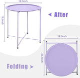 Garden 4 you End Table Metal Side Table Purple Round Folding Tray Cyan Sofa Small Accent Fold-able Table - Photo 3